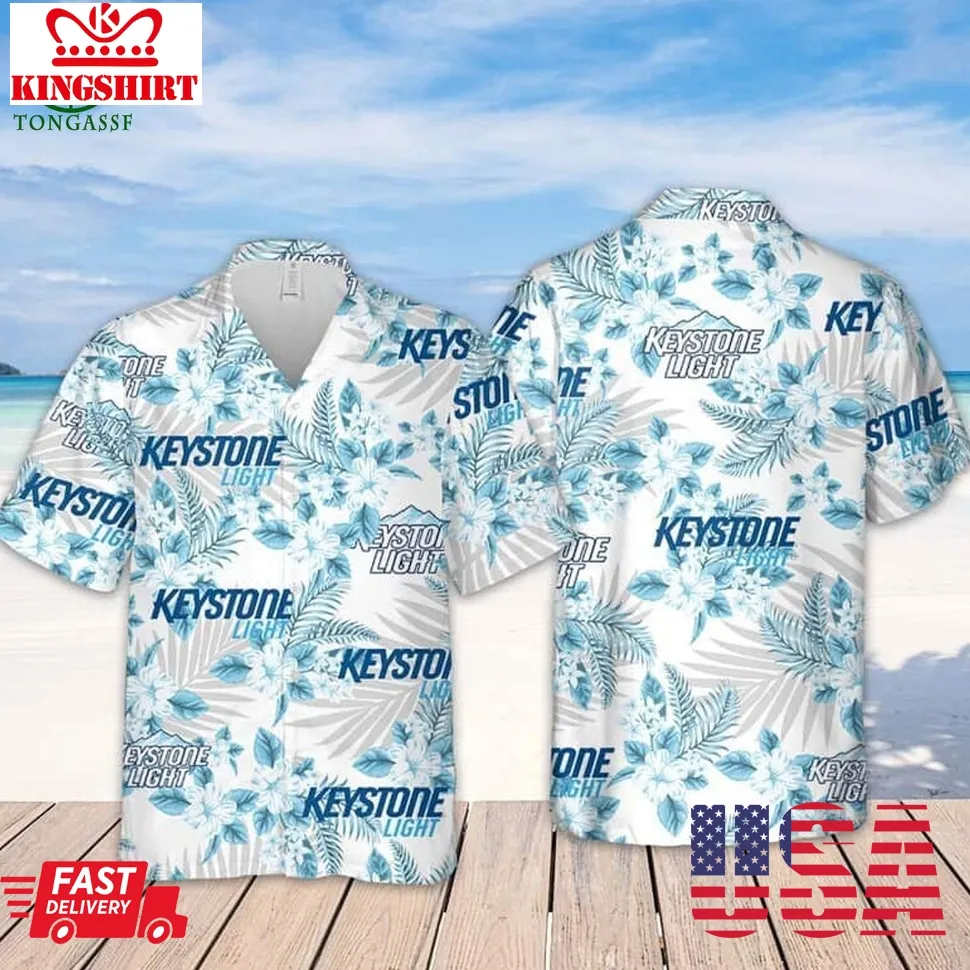 Keystone Light Beer Tropical Flower Pattern Limited Hawaiian Shirt Gift For Beach Trip Plus Size