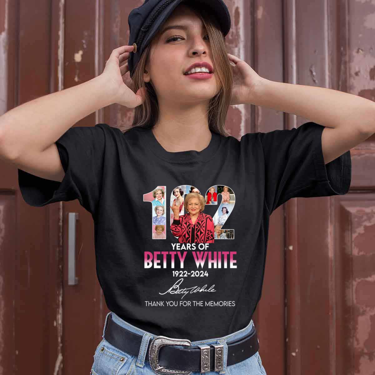 102 Years Of Betty White 1922 2024 Thank You For The Memories Signature Shirt