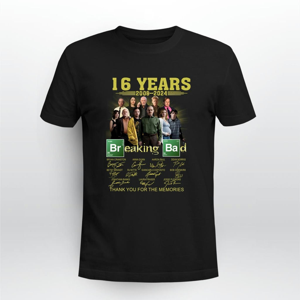 16 Years 2008 2024 Breaking Bad Thank You For The Memories Signatures Shirt