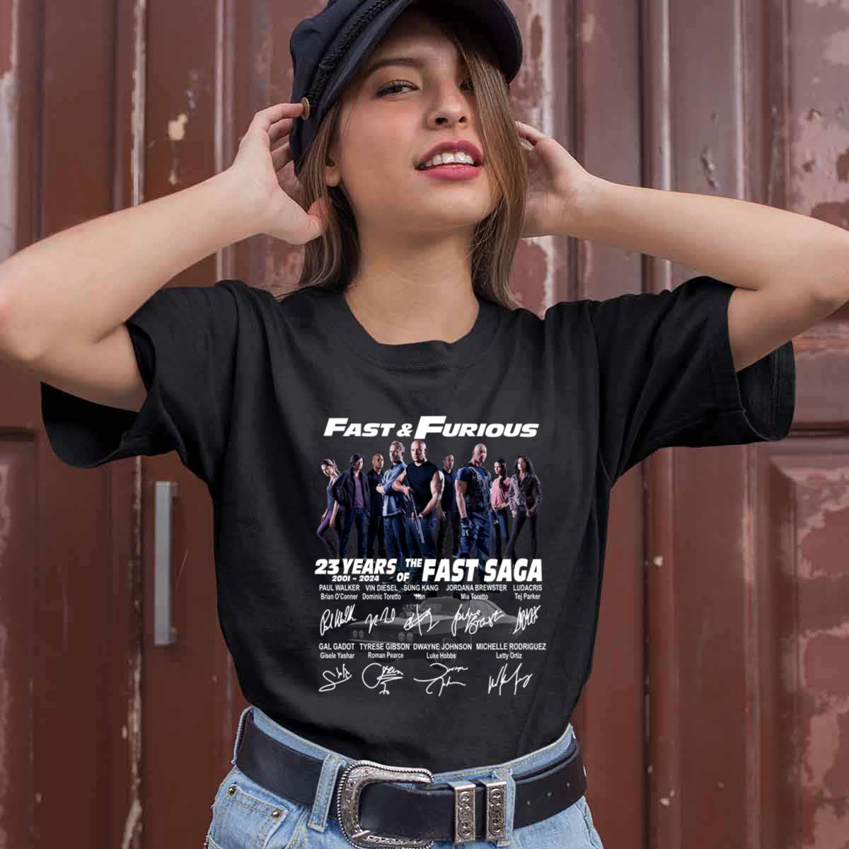 23 Years Of The Fast Saga 2001 2024 Signature Fast Furious Anniversary Shirt