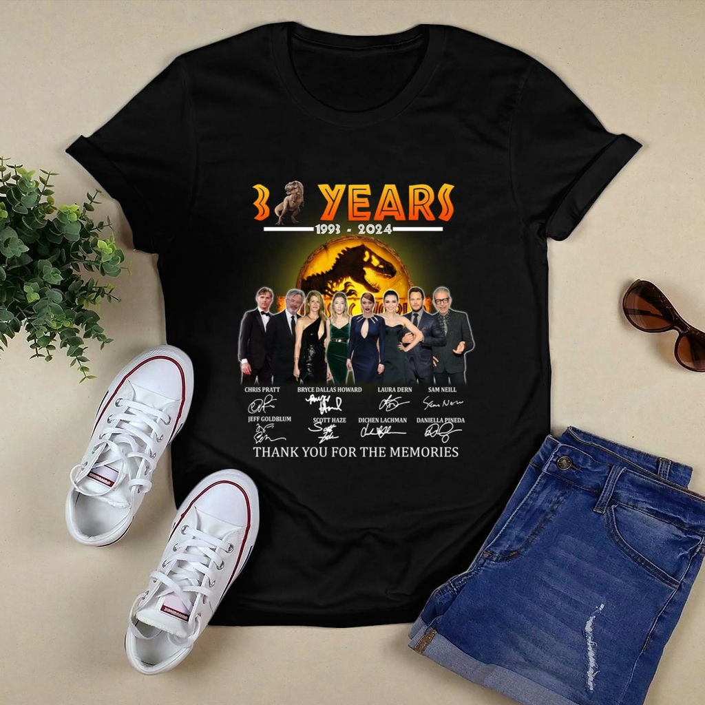 31 Years 1993 2024 Of Jurassic Park Characters Signature Shirt