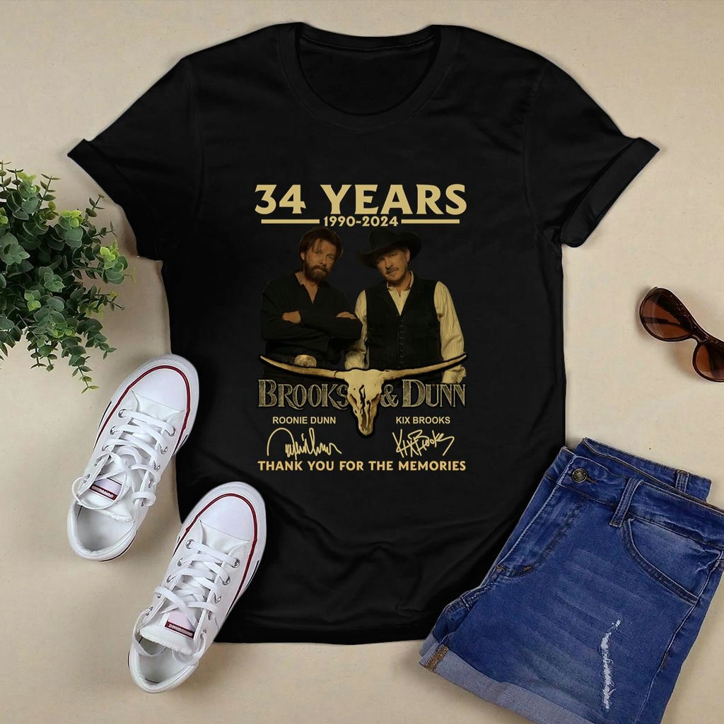 34 Years 1990 2024 Brooks And Dunn Thank You For The Memories Signatures T Shirt