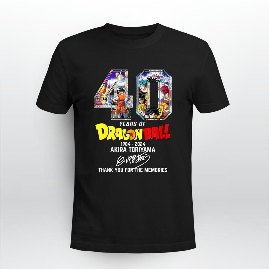 40 Years Of Dragon Ball 1984 2024 Akira Toriyama Signature Thank You For The Memories Shirt