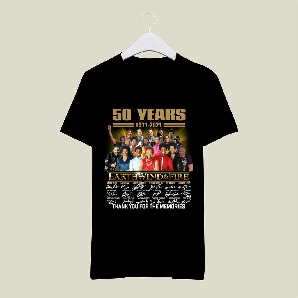 50 Years 1971 2021 Earth Wind And Fire Thank You For The Memories Signatures T Shirt