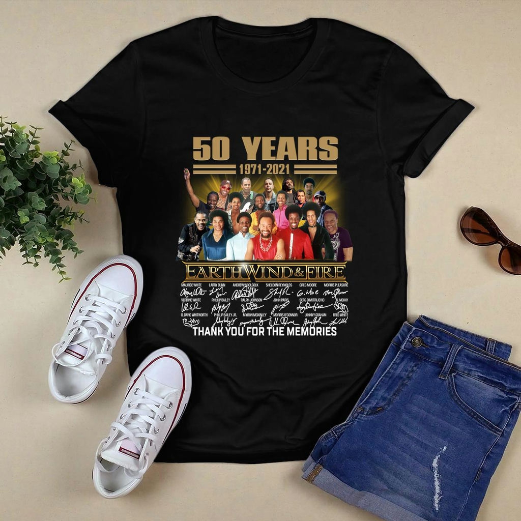 50 Years 1971 2021 Earth Wind And Fire Thank You For The Memories Signatures T Shirt