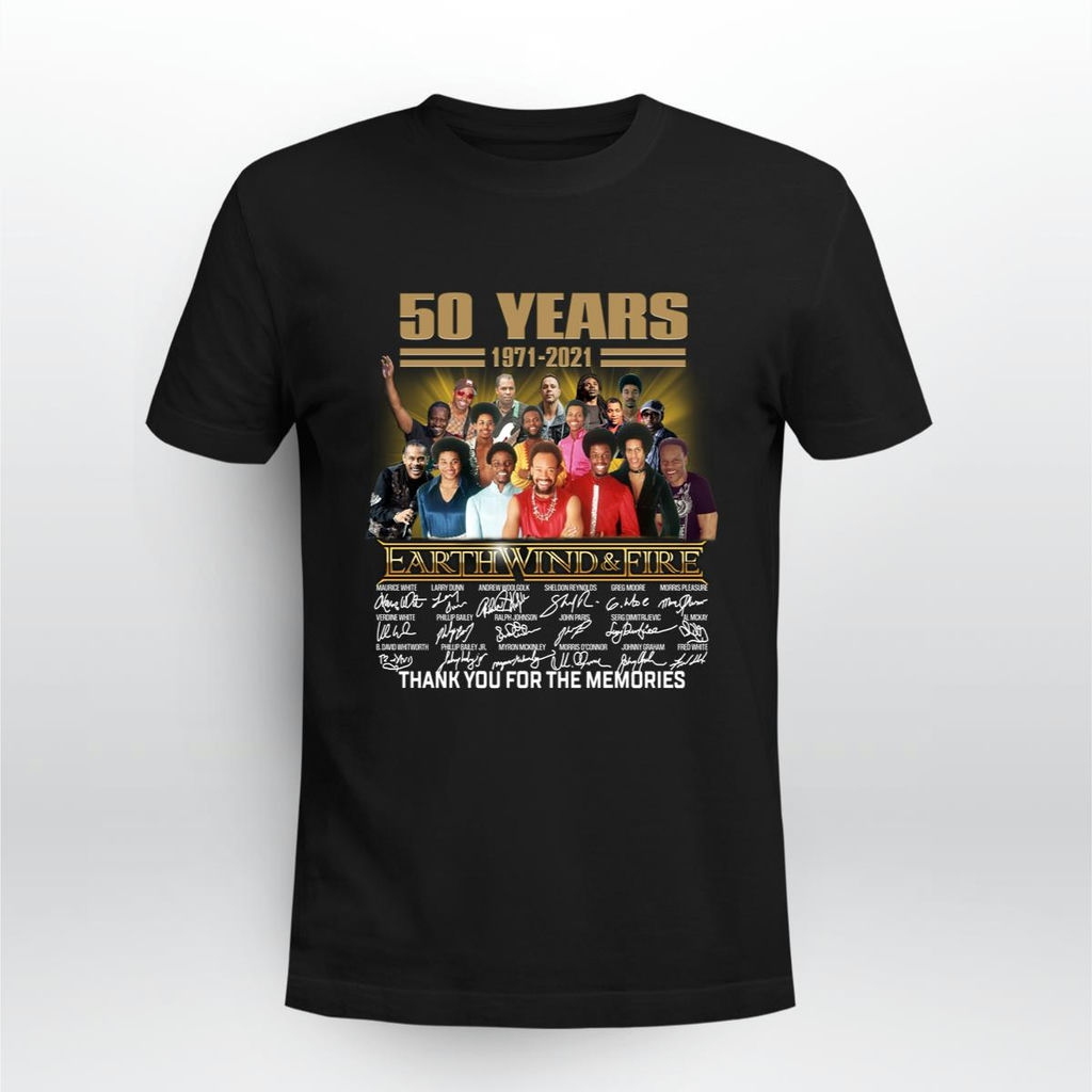 50 Years 1971 2021 Earth Wind And Fire Thank You For The Memories Signatures T Shirt