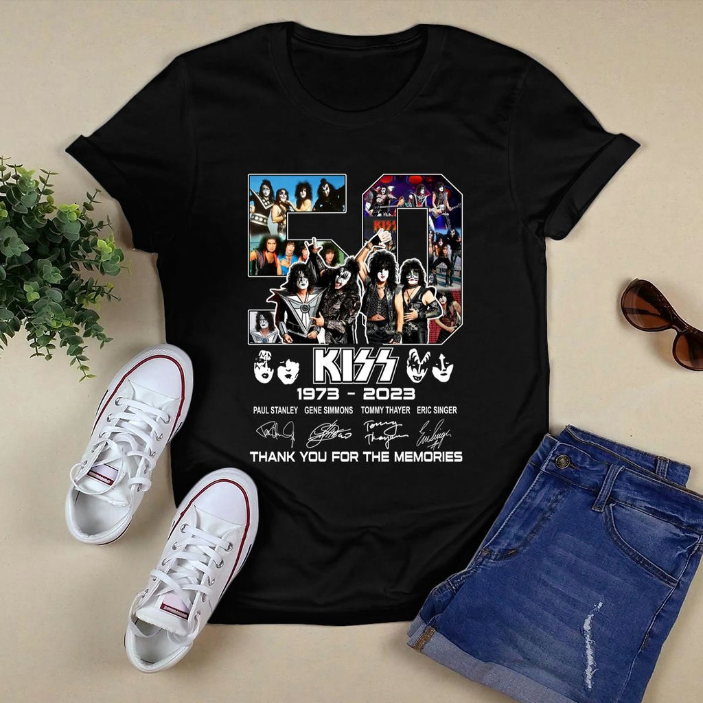 50 Years Of Kiss Band 1973 2023 Thank You For The Memories Signatures T Shirt