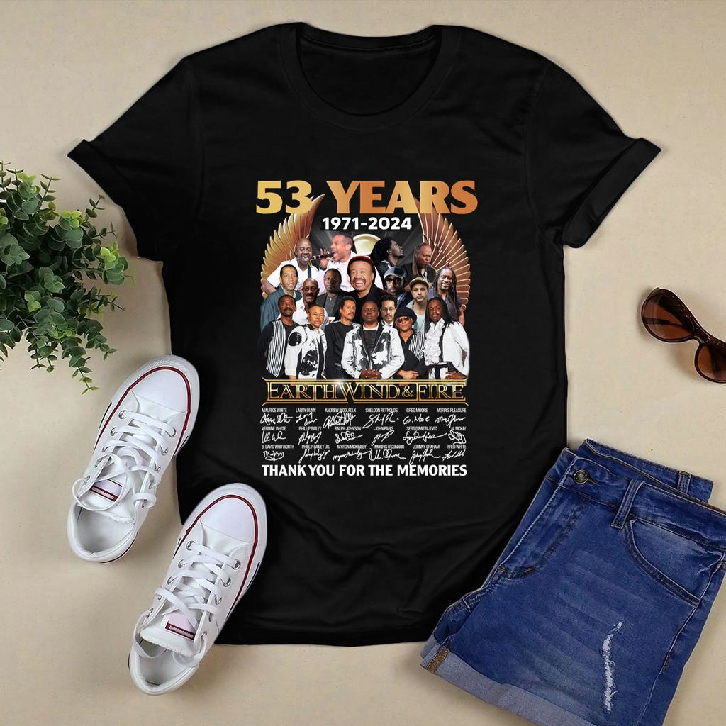 53 Years 1971 2024 Earth Wind And Fire Thank You For The Memories Signatures T Shirt