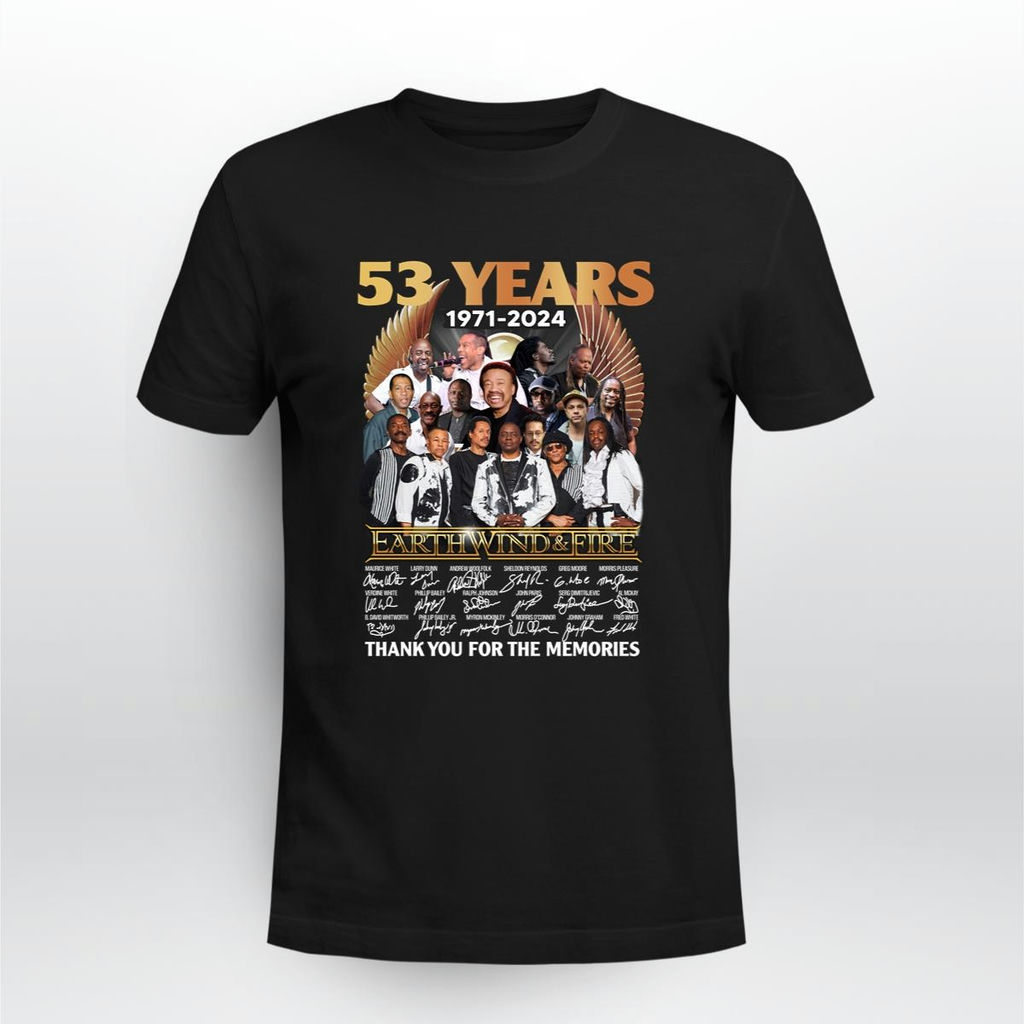 53 Years 1971 2024 Earth Wind And Fire Thank You For The Memories Signatures T Shirt