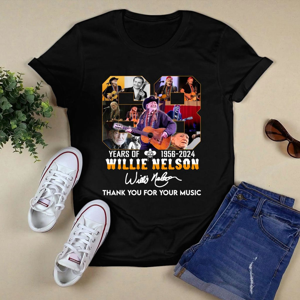 68 Years Of 1956 2024 Willie Nelson Thank You For The Memories Signature T Shirt