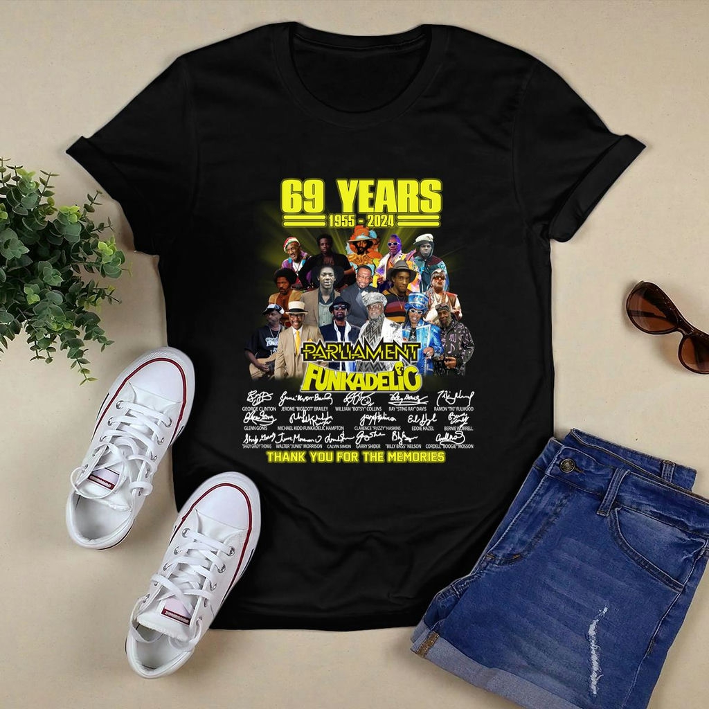 69 Years 1955 2024 Parliament Funkadelic Thank You For The Memories Signatures T Shirt