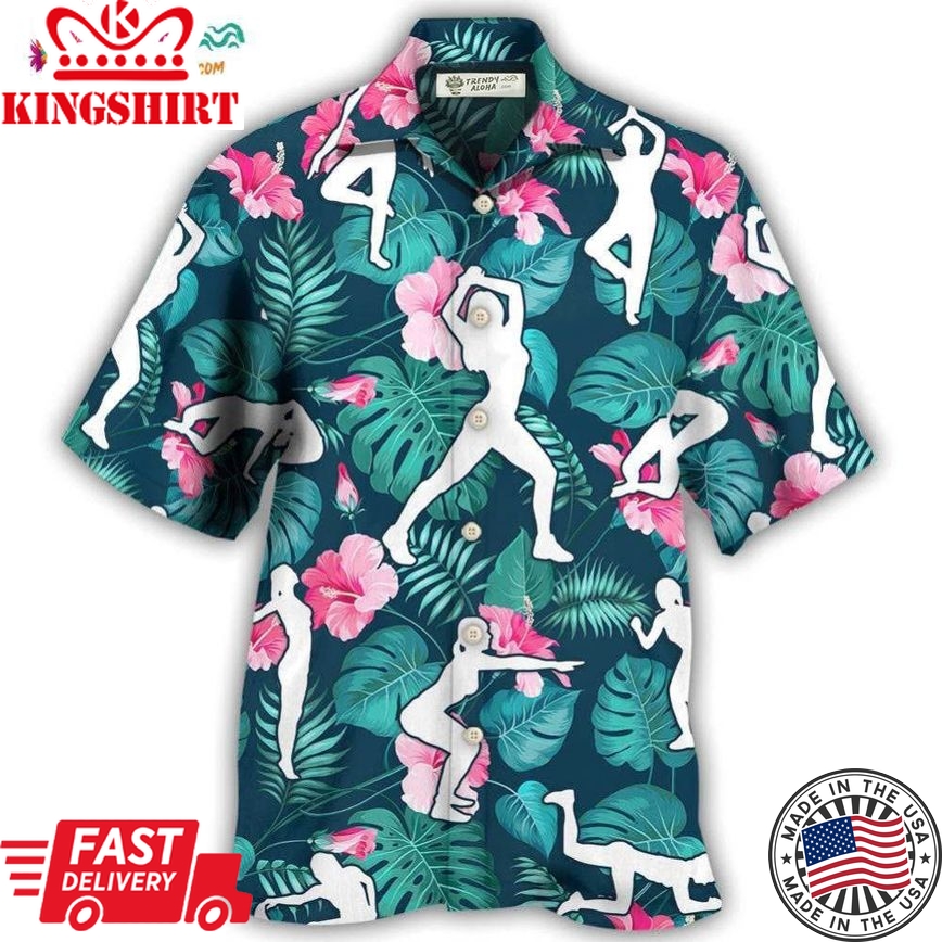 Aerobics Tropical Floral Hawaiian Shirt