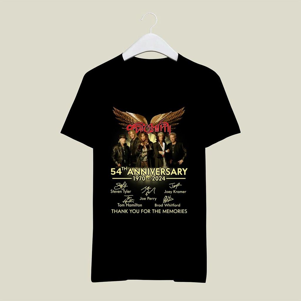 Aerosmith 54th Anniversary 1970 2024 Signatures T Shirt