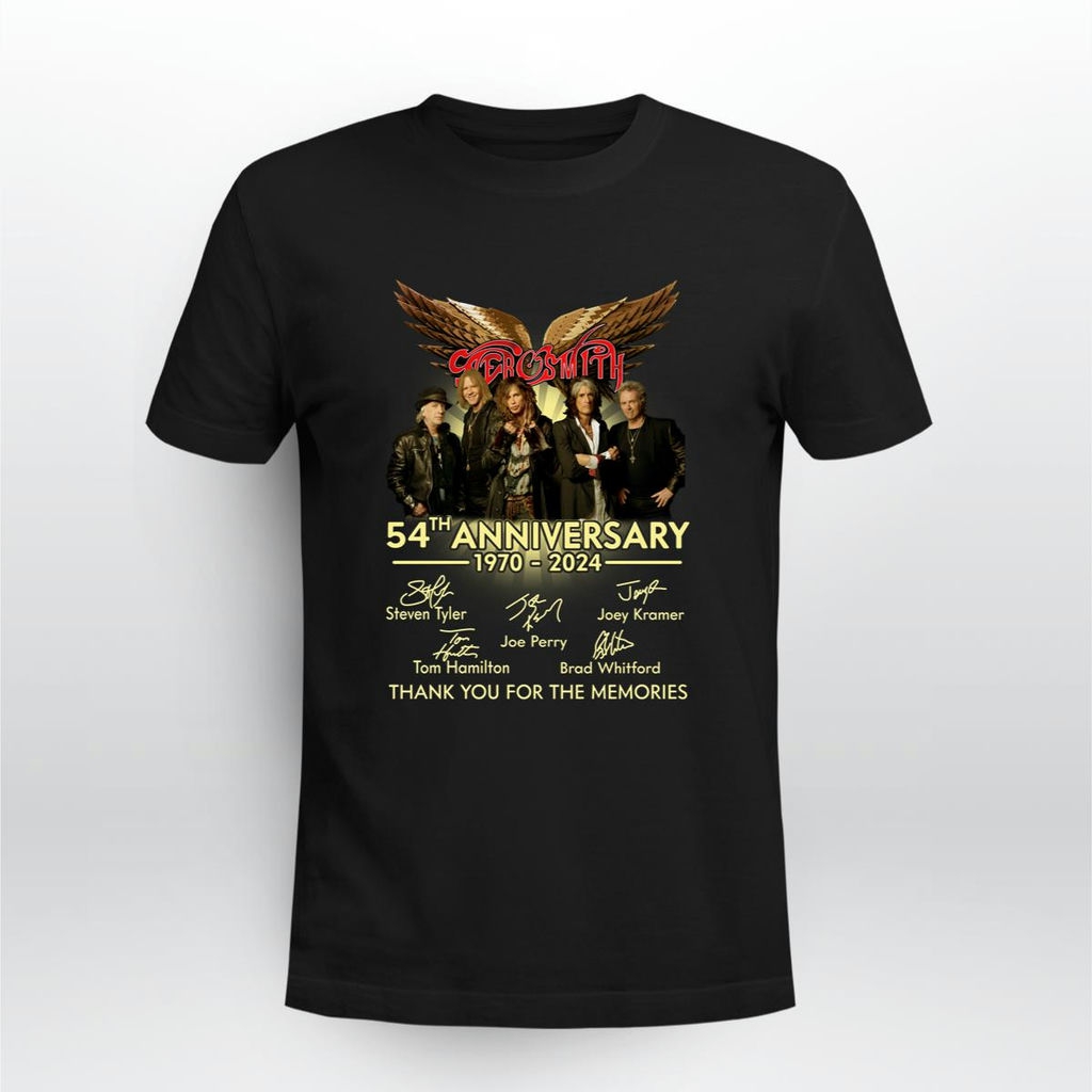 Aerosmith 54th Anniversary 1970 2024 Signatures T Shirt