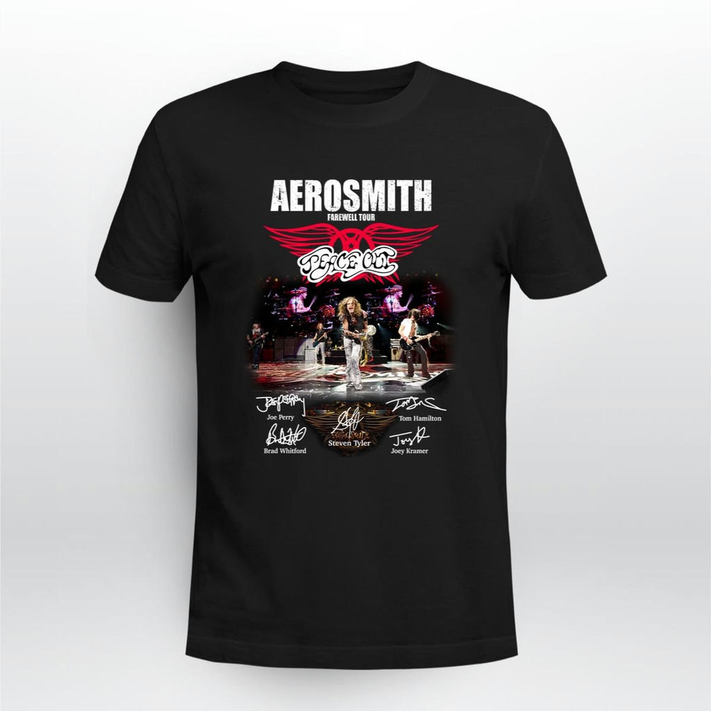 Aerosmith Farewell Tour And Their Signatures T Shirt