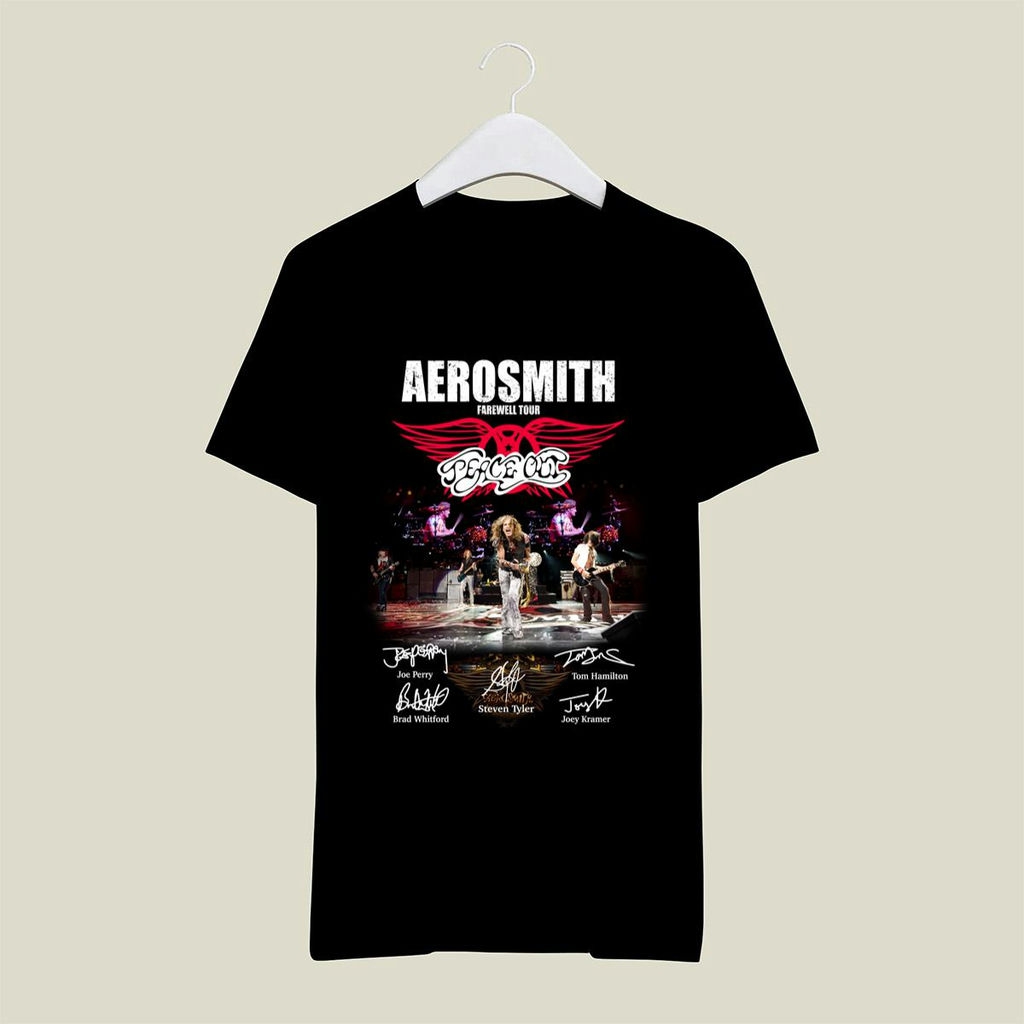 Aerosmith Farewell Tour And Their Signatures T Shirt