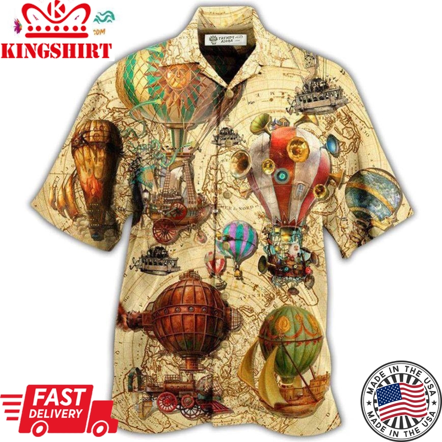 Air Balloon Fly High Fly Far With Air Balloon Steampunk With Classic Style Hawaiian Shirt