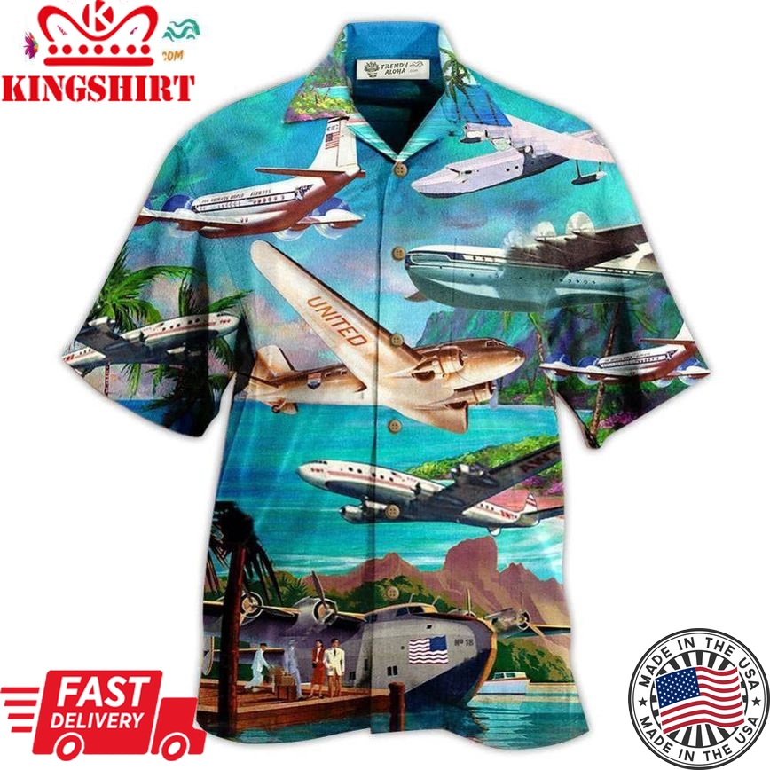 Airplane Fly To Hawaii Aircraft Love Life Hawaiian Shirt