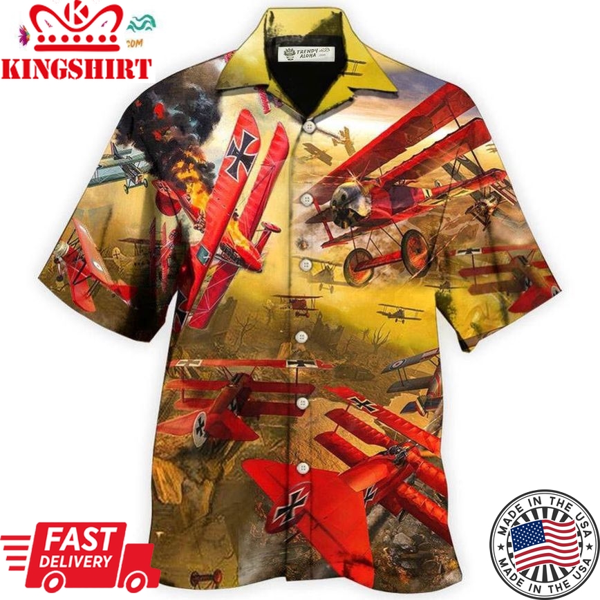 Airplane In The War Style Hawaiian Shirt