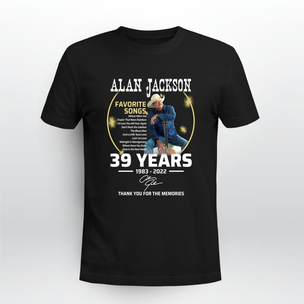 Alan Jackson Favorite Songs 39 Years 1983 2022 Signature T Shirt