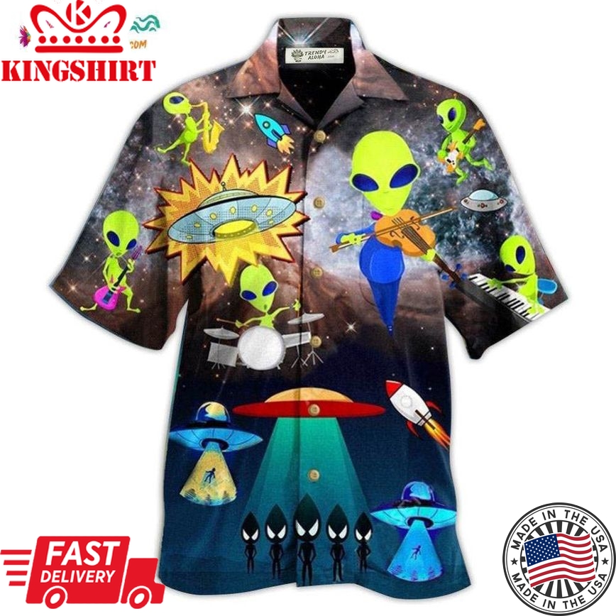 Alien With Music And Fun Hawaiian Shirt