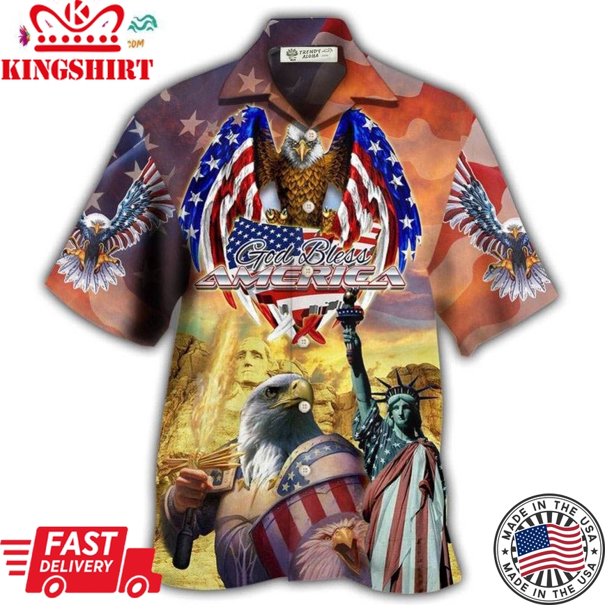 America Eagle Patriotic God Bless America America Hawaiian Shirt