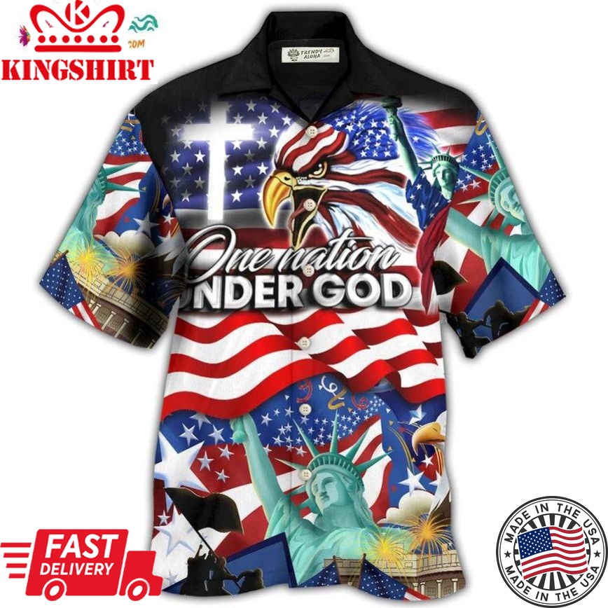 America Independence Day Us One Nation Under God Hawaiian Shirt