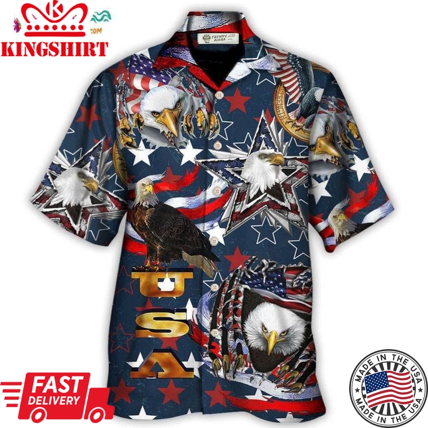 America Love Eagle Freedom Happy Hawaiian Shirt