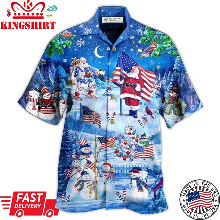 America Merry Xmas Santa Claus America Hawaiian Shirt