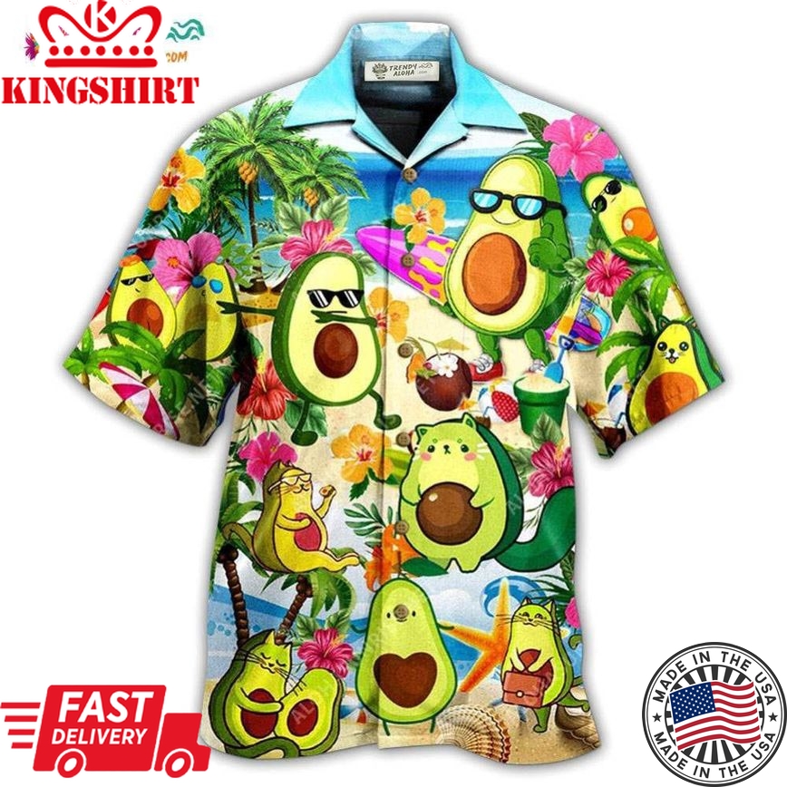 Avocado Chilling By The Beach Hawaiian Shirt