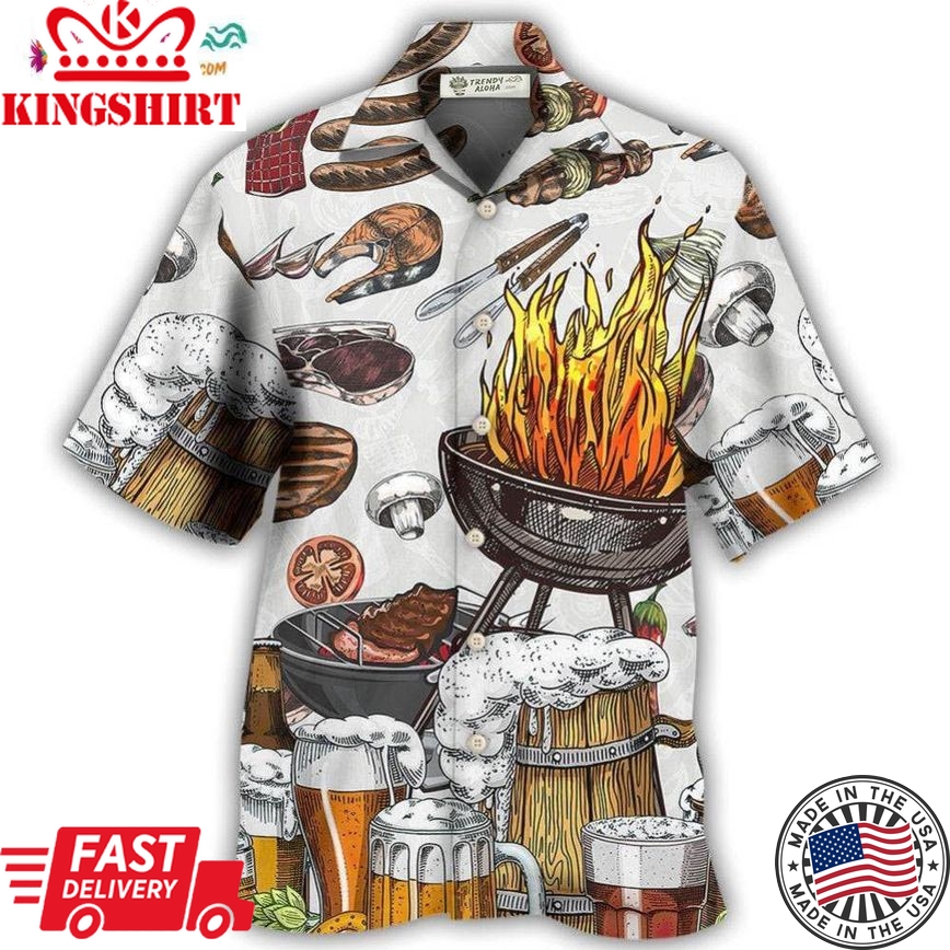 Bbq Grill And Drink Beer Hawaiian Shirt