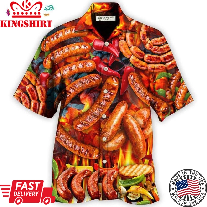 Bbq Hot Grilled Sausage Style Hawaiian Shirt