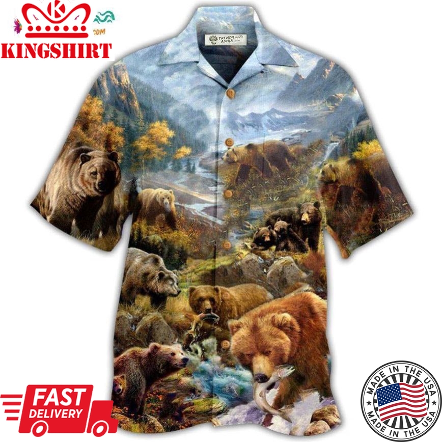 Bear Into The Wild Beautiful Country And Live Happily Hawaiian Shirt