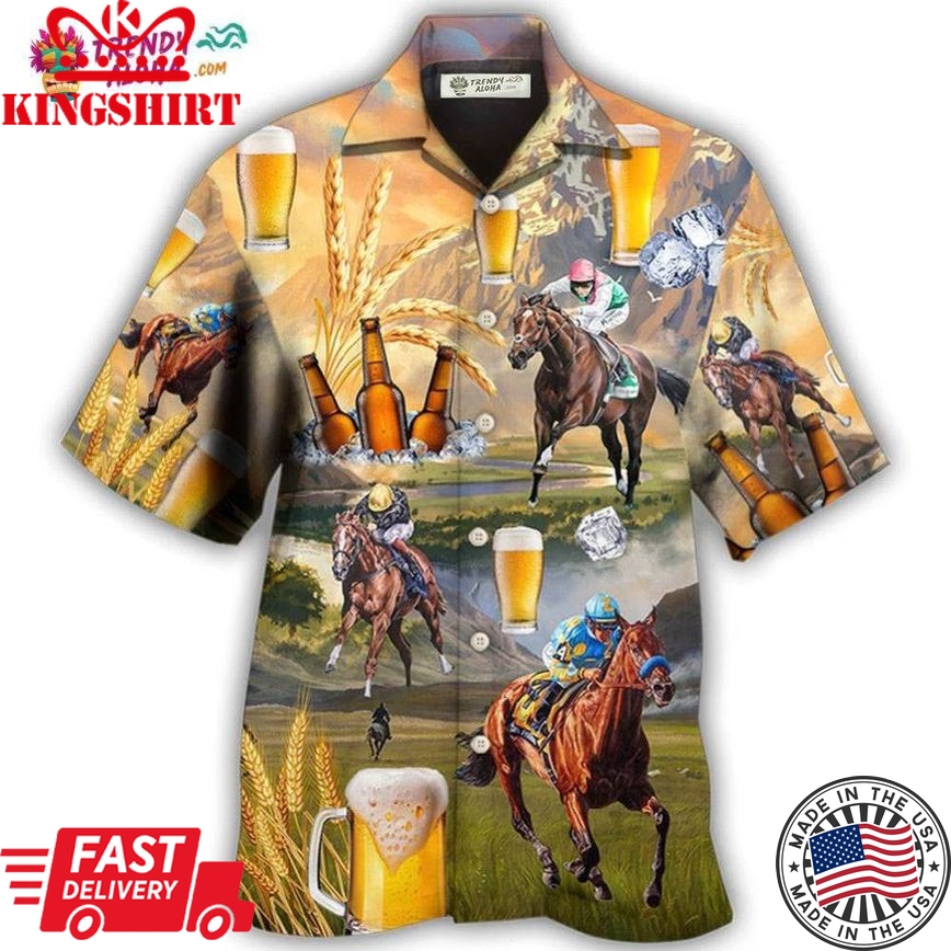 Beer And Horse Racing On The Steppe Hawaiian Shirt