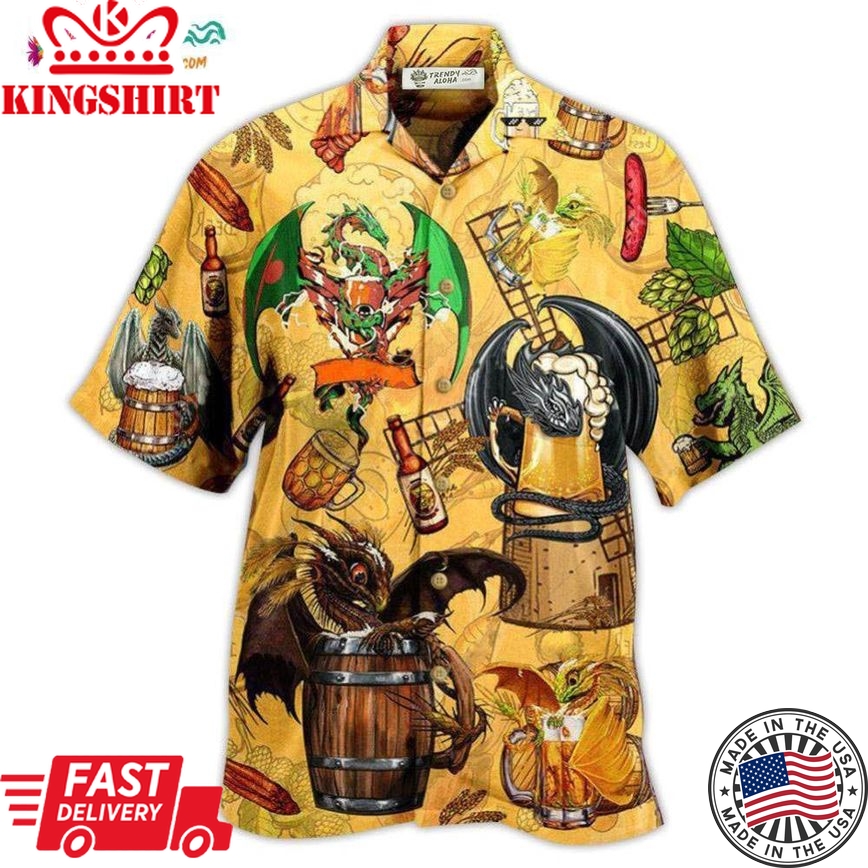 Beer Dragon Drunkgon Loves Beer Hawaiian Shirt