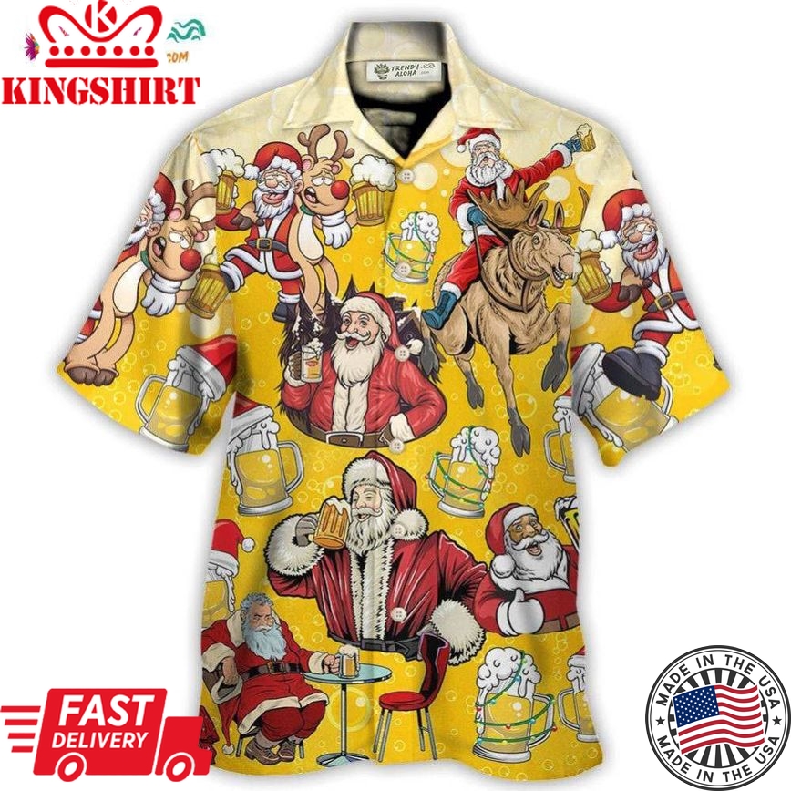 Beer Santa Funny Christmas Merry Xmas Hawaiian Shirt