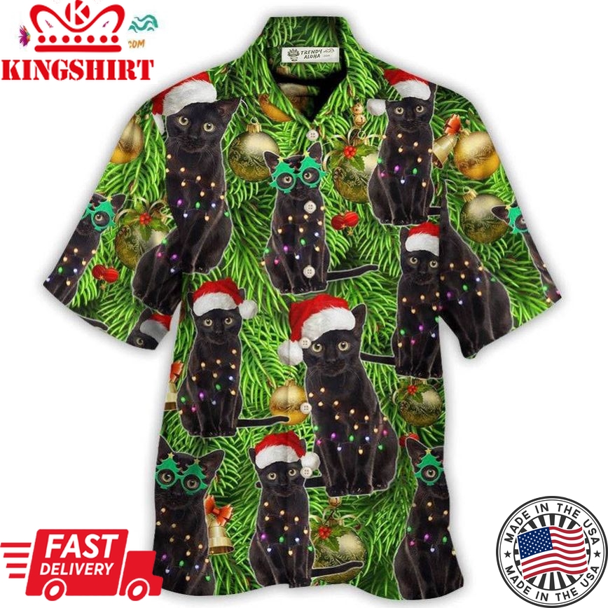 Black Cat Christmas Merry Xmas Hawaiian Shirt