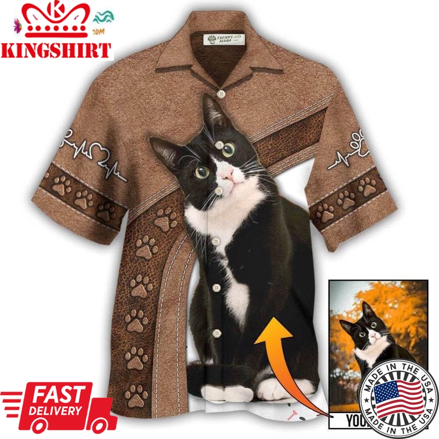 Black Cat Is My Best Friend Custom Photo Hawaiian Shirt