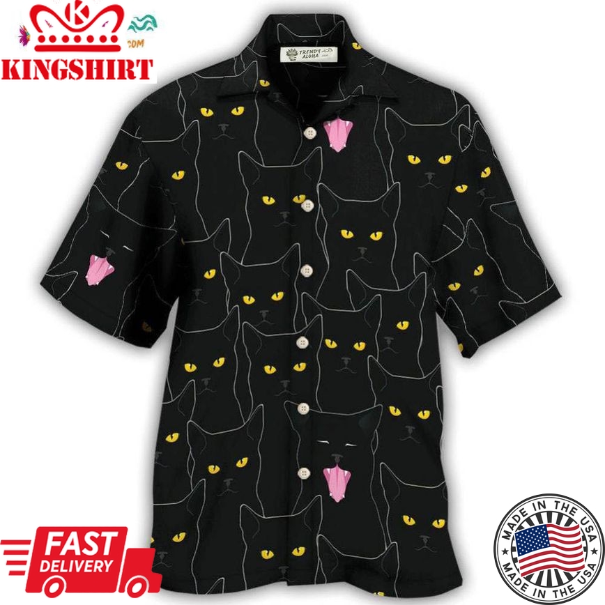 Black Cat Lovely Looking At You Hawaiian Shirt