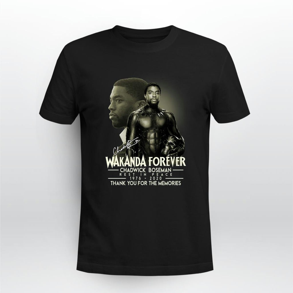 Black Panther Wakanda Forever Chadwick Boseman Signature 1976 2020 Thank You For The Memories Shirt