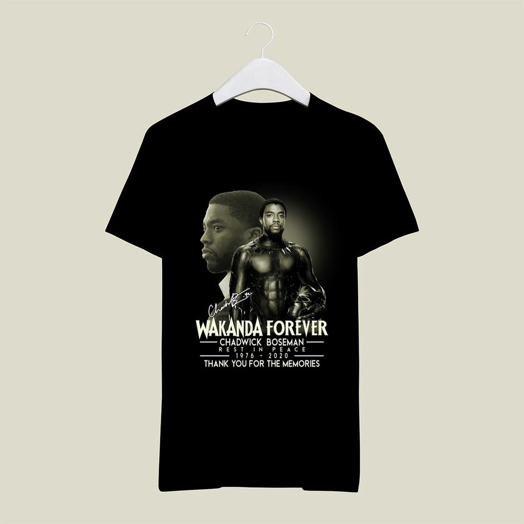 Black Panther Wakanda Forever Chadwick Boseman Signature 1976 2020 Thank You For The Memories Shirt