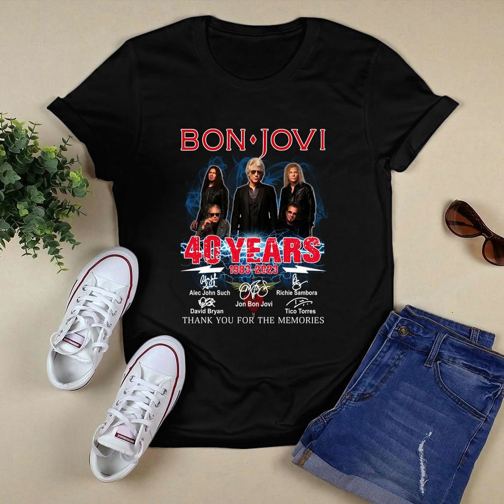 Bon Jovi 40 Years 1983 2023 Signatures T Shirt