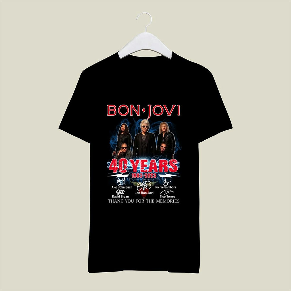 Bon Jovi 40 Years 1983 2023 Signatures T Shirt