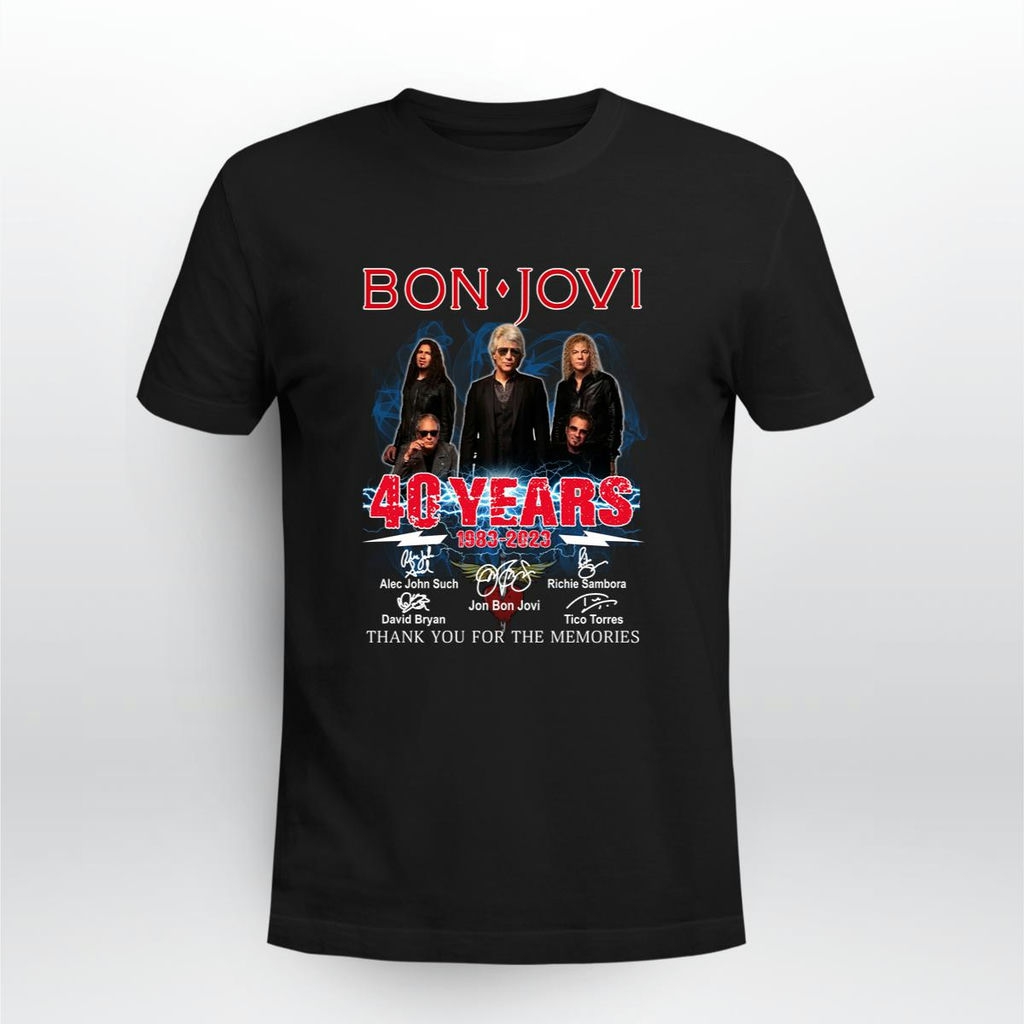 Bon Jovi 40 Years 1983 2023 Signatures T Shirt