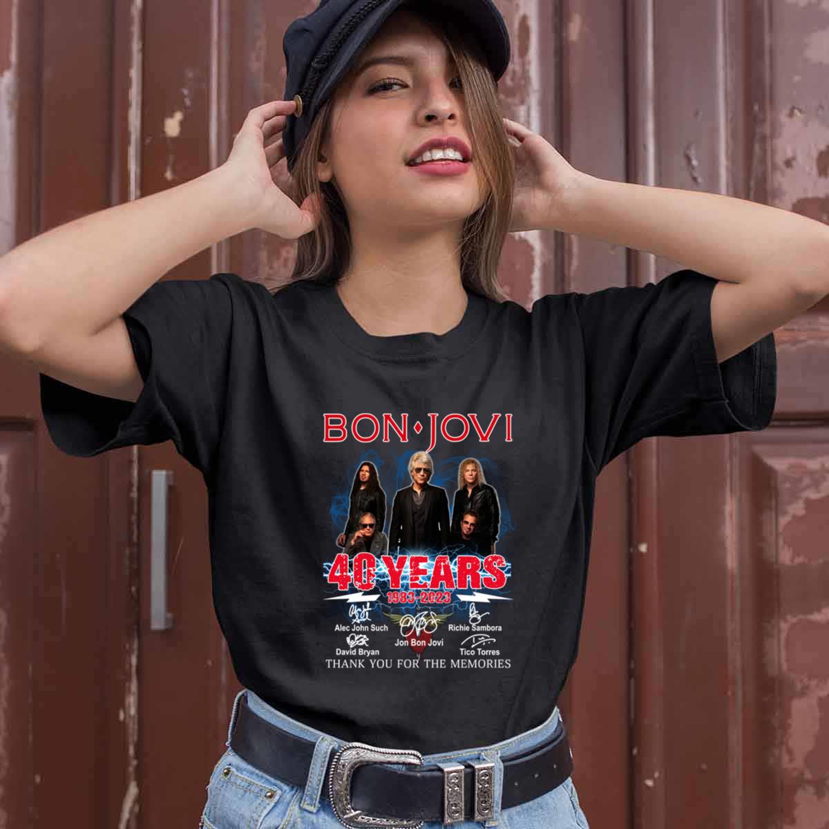 Bon Jovi 40 Years 1983 2023 Signatures T Shirt