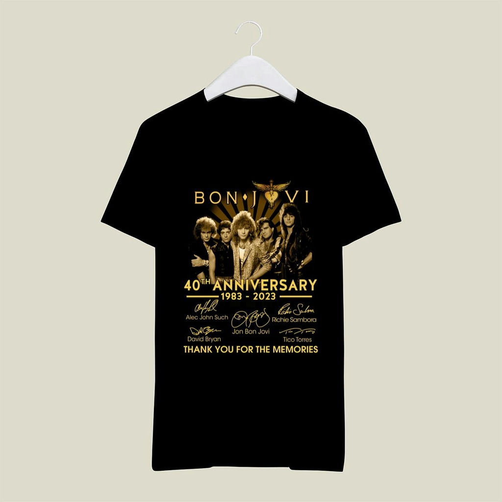 Bon Jovi 40th Anniversary 1982 2023 Thank You For Memories Signature T Shirt