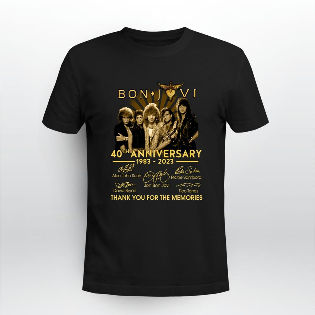 Bon Jovi 40th Anniversary 1982 2023 Thank You For Memories Signature T Shirt