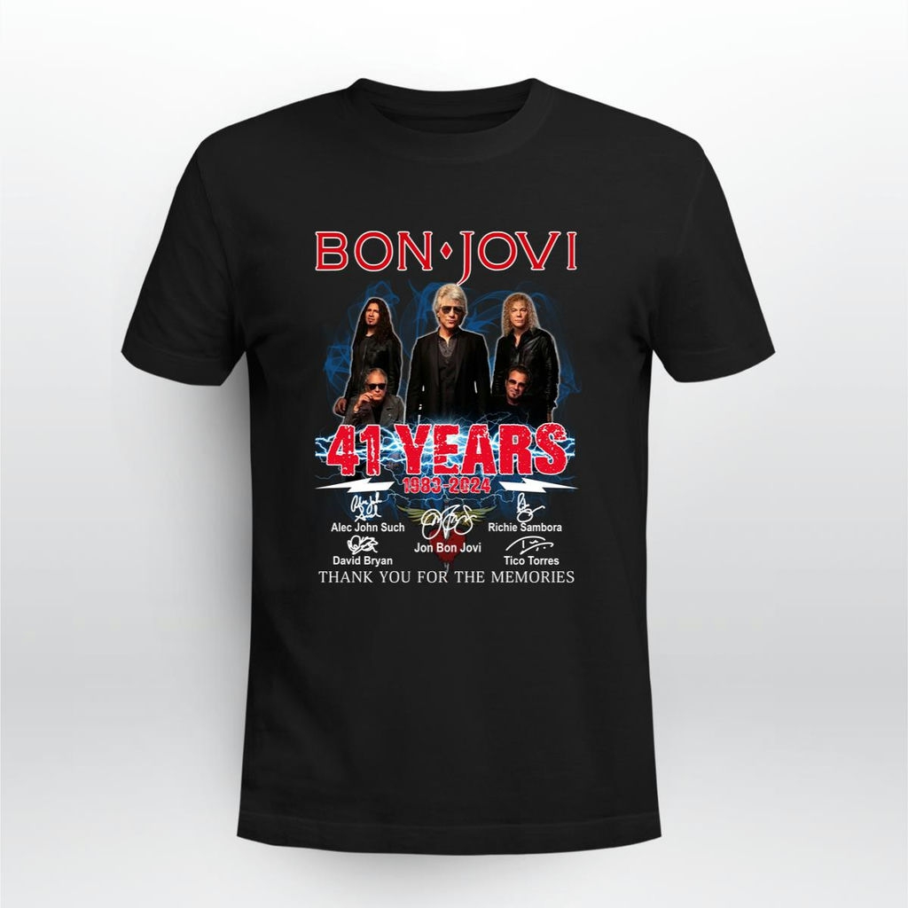 Bon Jovi 41 Years 1983 2024 Signatures T Shirt