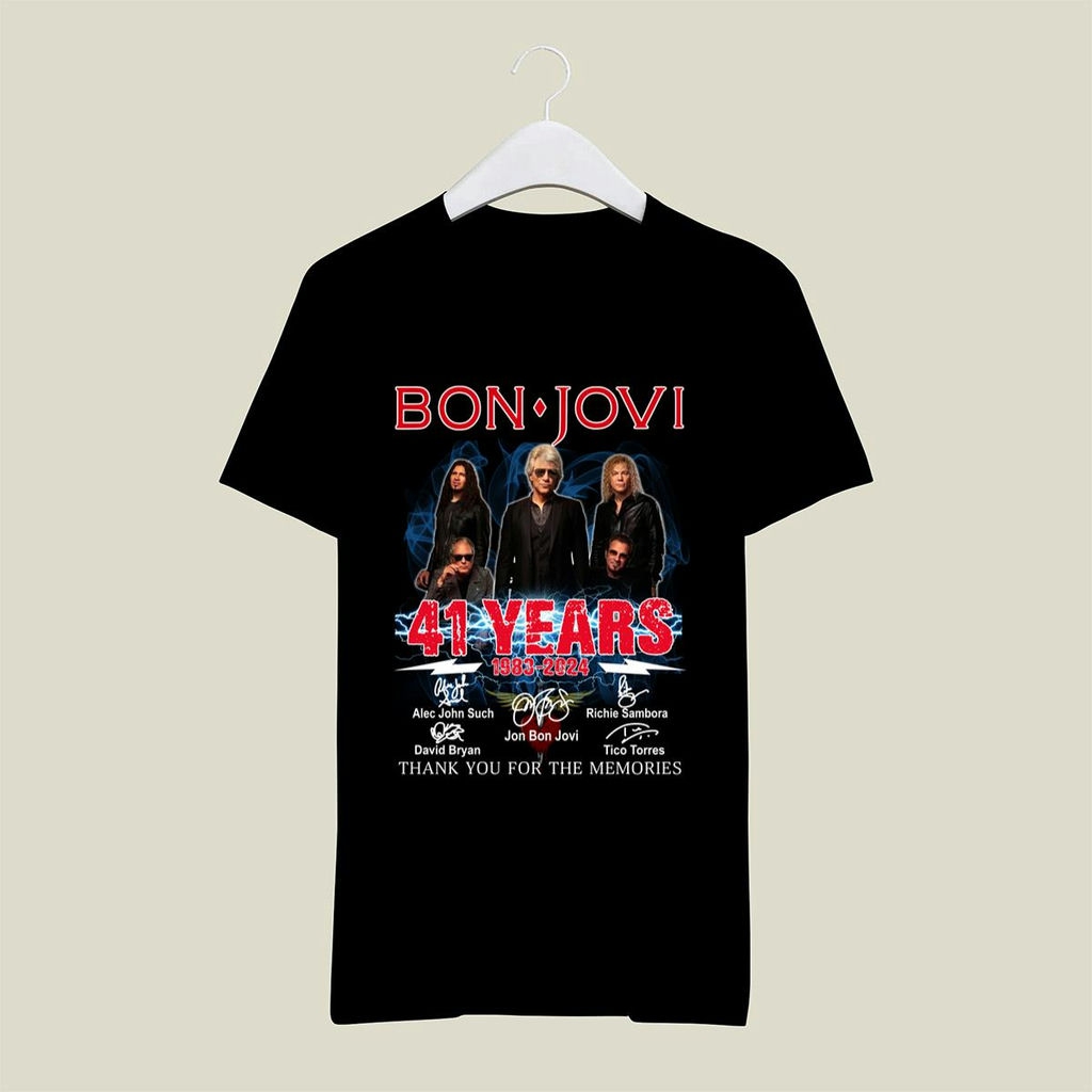 Bon Jovi 41 Years 1983 2024 Signatures T Shirt