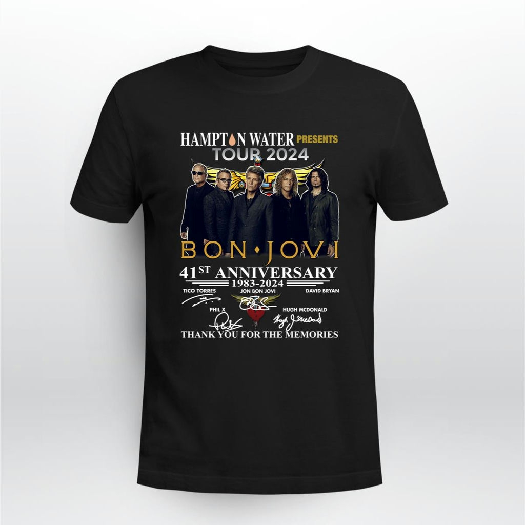 Bon Jovi Hampton Water Presents Tour 2024 Signatures 41st Anniversary 1983 2024 T Shirt